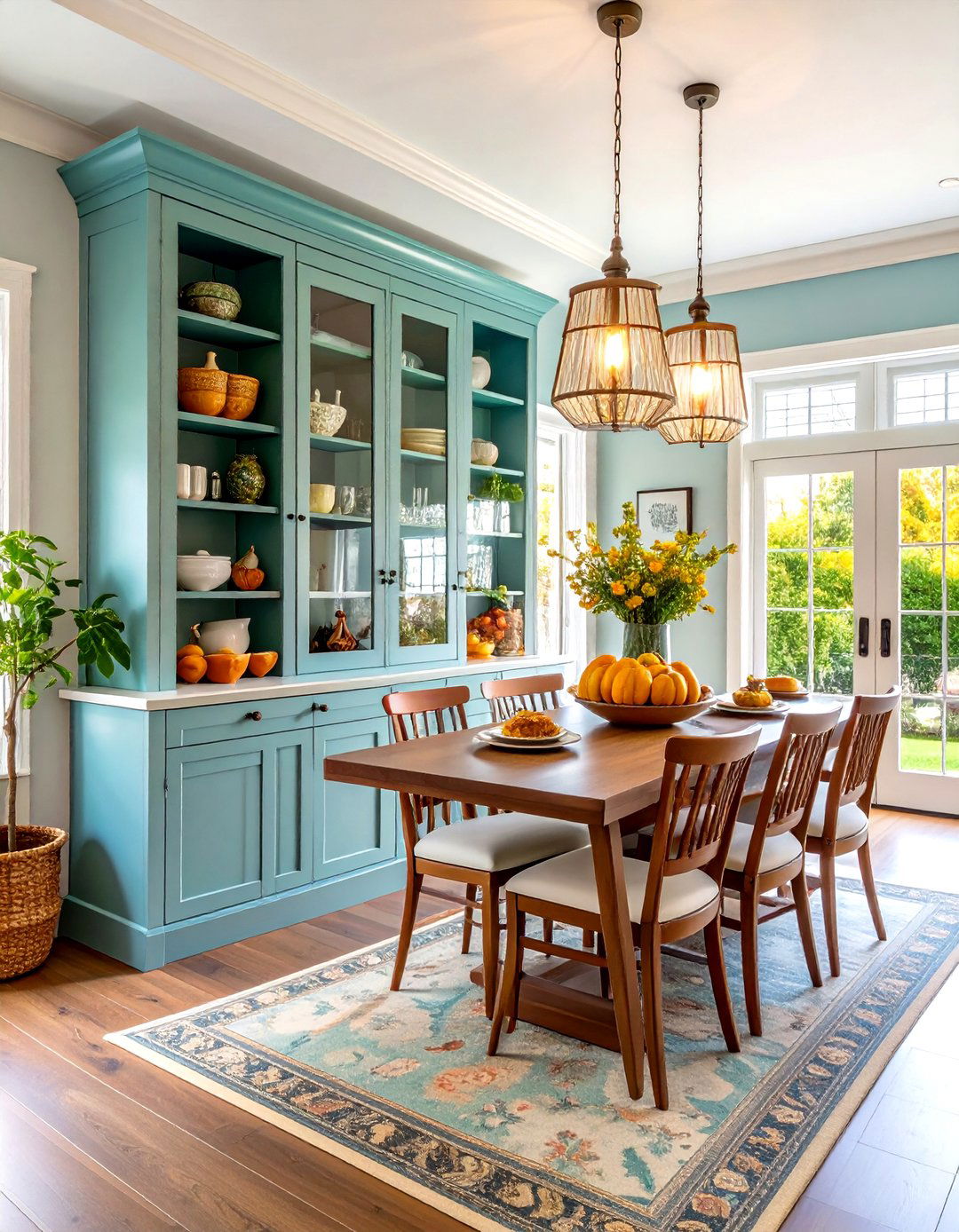 Corner Hutches Maximize Awkward Dining Room Storage - 20 Dining Room Storage Ideas