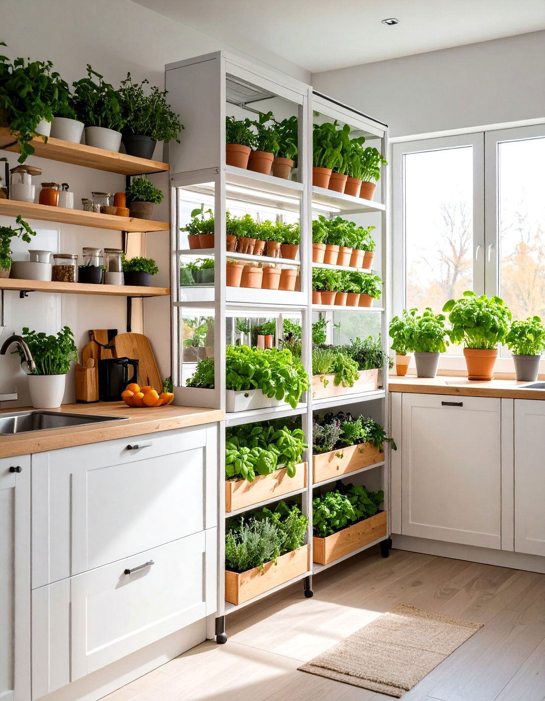 Corner Kitchen Herb Indoor Greenhouse - 20 Indoor Greenhouse Ideas