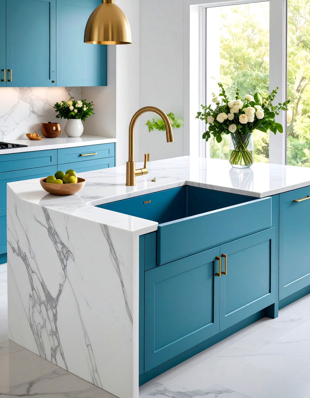 Corner Kitchen Sink with Waterfall Edge Design - 20 Corner Kitchen Sink Ideas