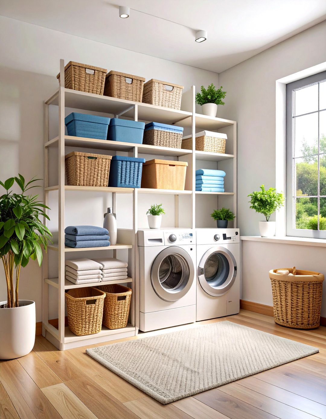 Corner Laundry Basket Storage Tower - 20 Laundry Basket Storage Ideas