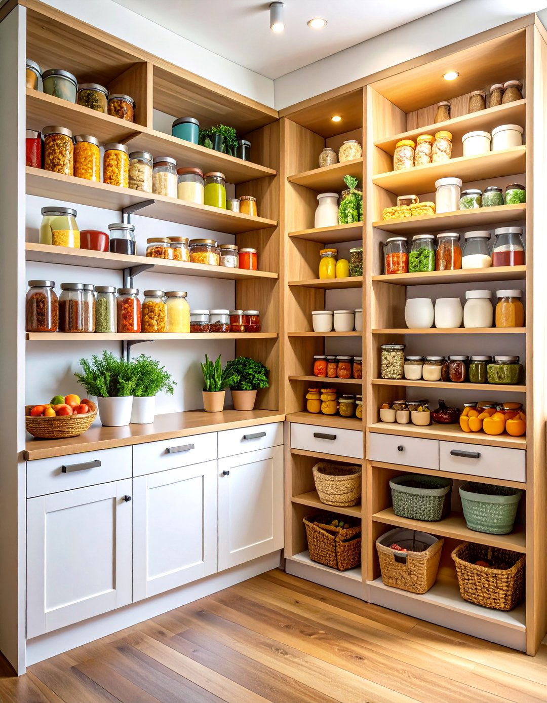Corner Open Pantry with Lazy Susan Organization - 20 Open Pantry Ideas