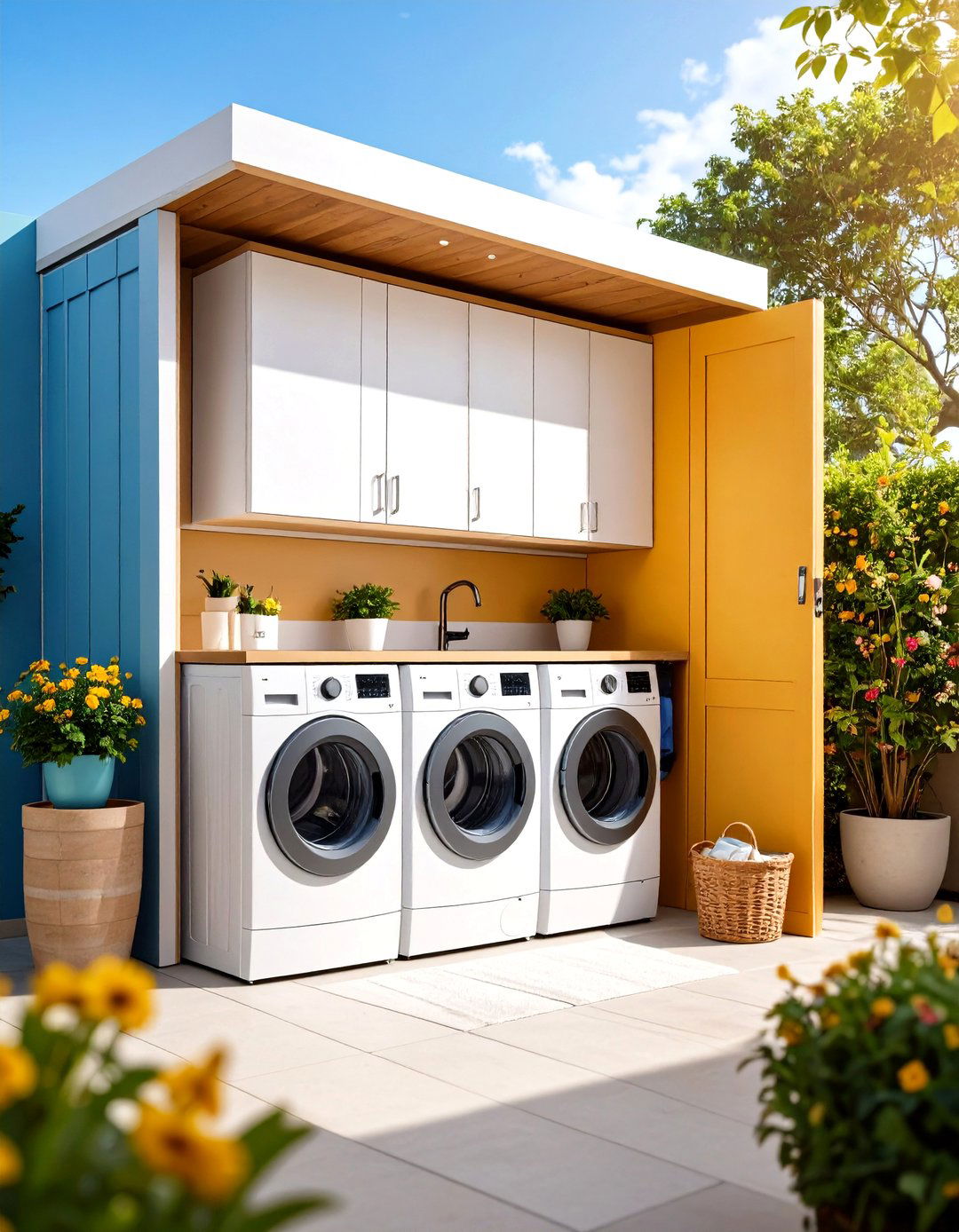 Corner Outdoor Laundry Area Nook Design - 20 Outdoor Laundry Area Design Ideas
