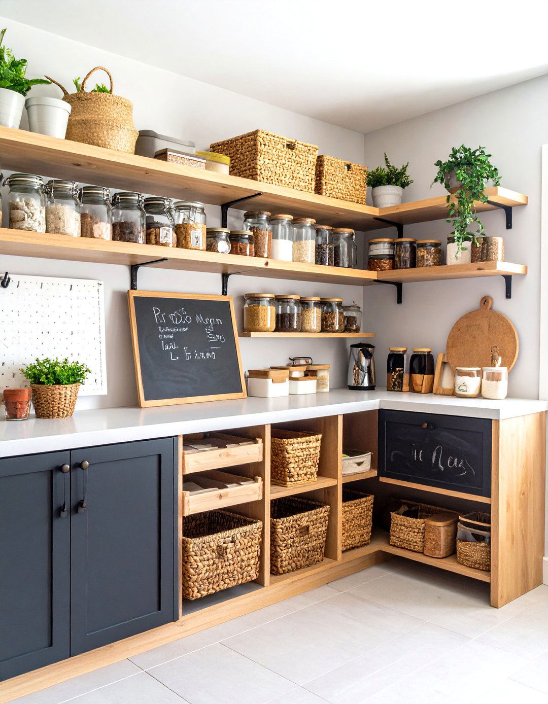 Corner Pantry with Chalkboard and Command Center - 20 Corner Pantry Ideas