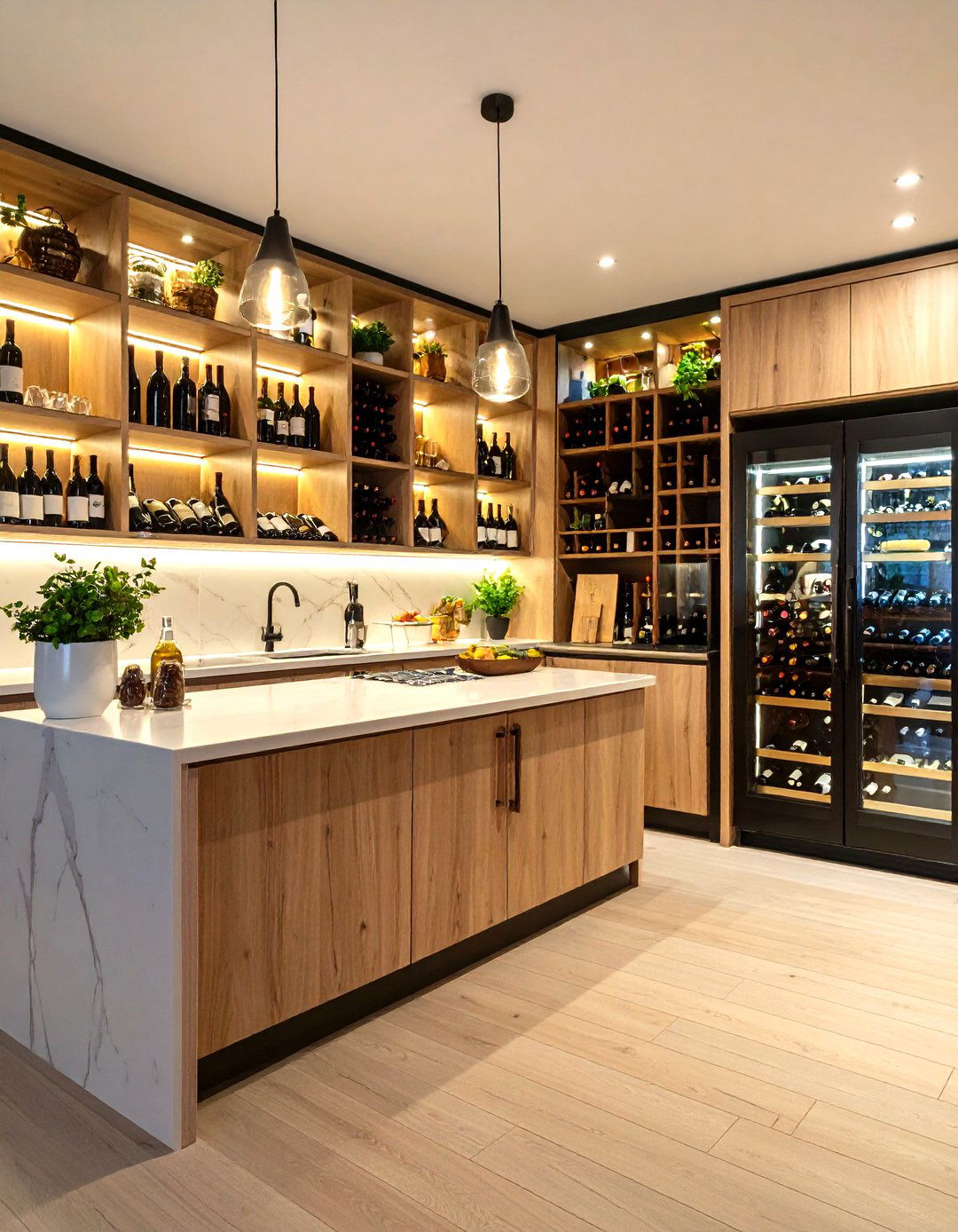Corner Pantry with Dedicated Wine Storage - 20 Corner Pantry Ideas