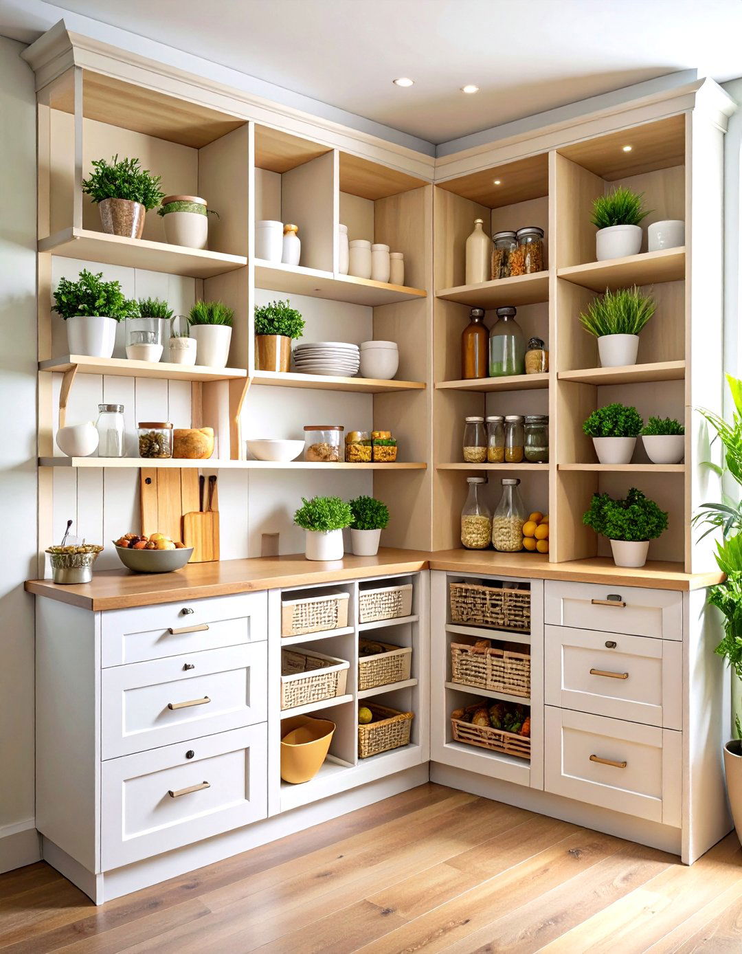 Corner Pantry with Hidden Storage Compartments - 20 Corner Pantry Ideas