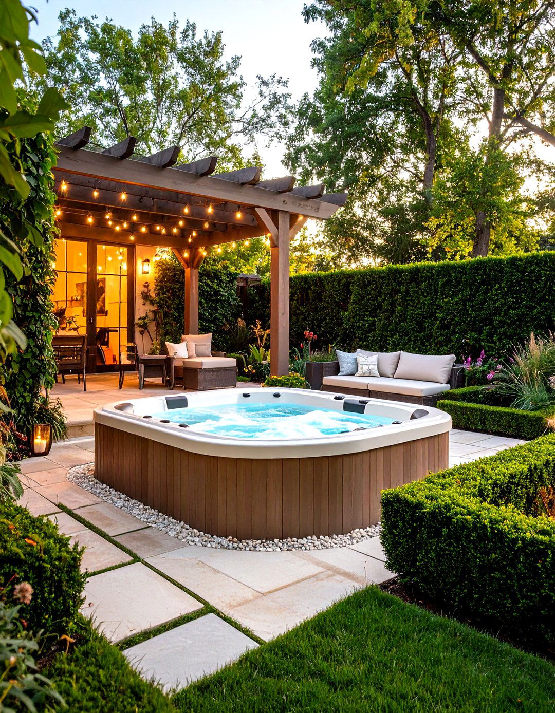 Corner Patio Hot Tub Retreat - 20 Corner Patio Ideas