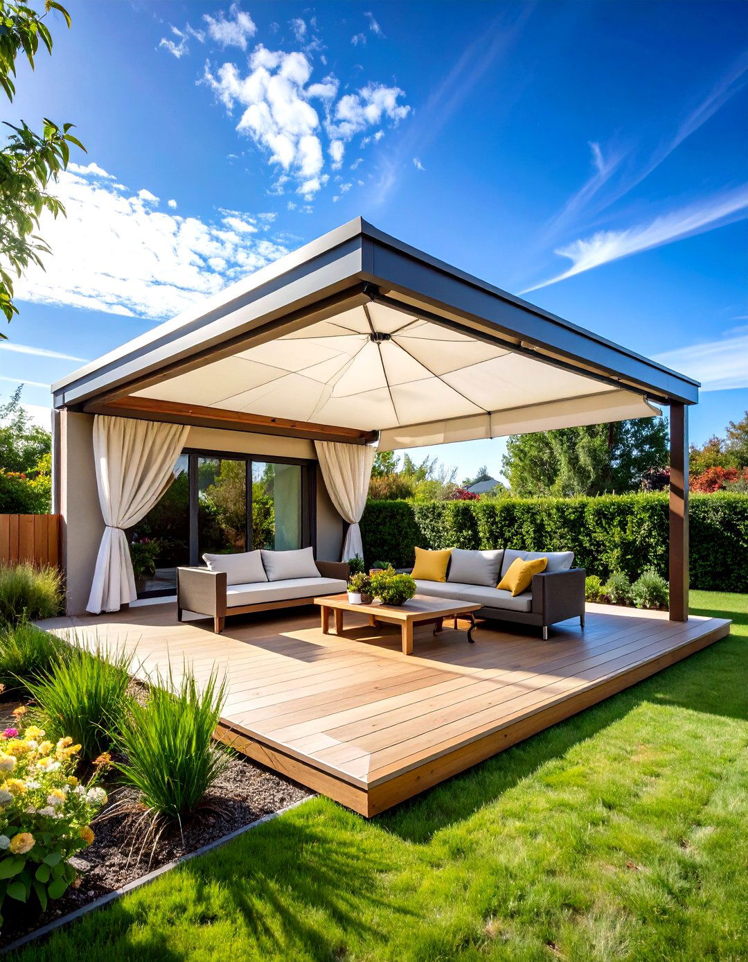 Corner Patio Outdoor Fireplace Feature - 20 Corner Patio Ideas
