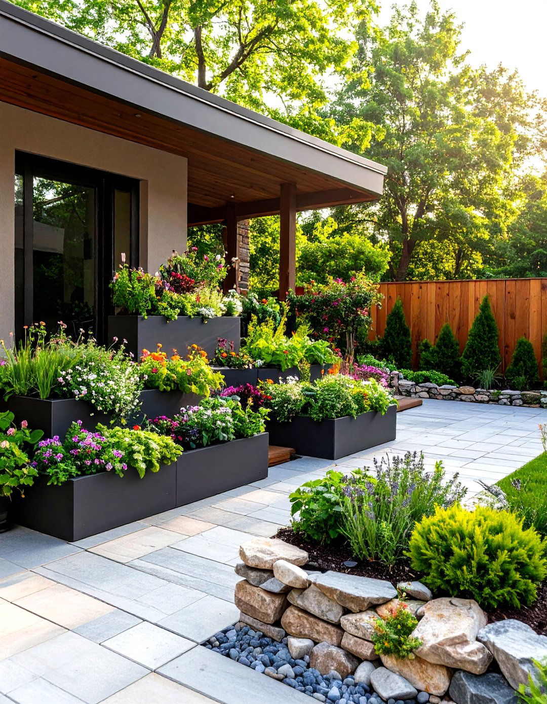 Corner Patio Raised Planter Gardens - 20 Corner Patio Ideas