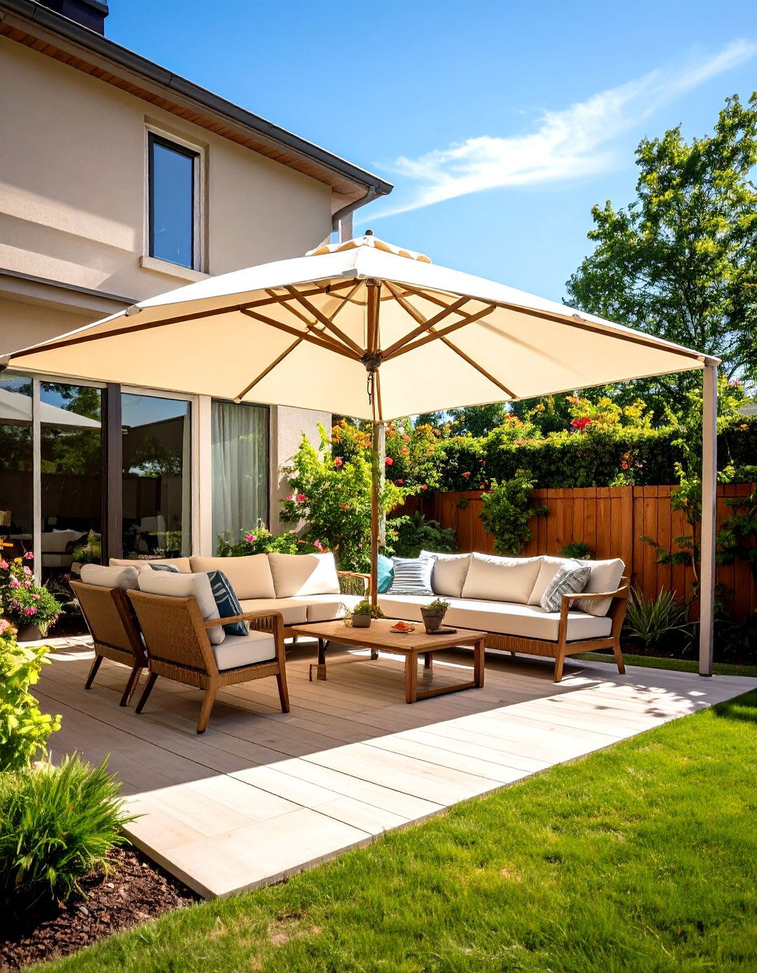 Corner Patio Shade Sail Installation - 20 Corner Patio Ideas
