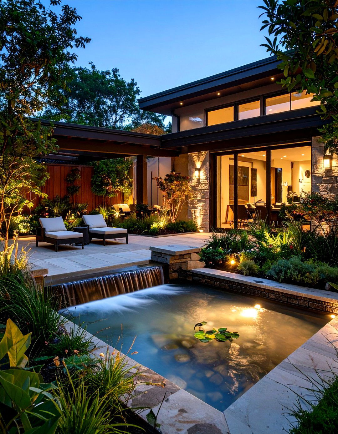 Corner Patio Water Feature Sanctuary - 20 Corner Patio Ideas