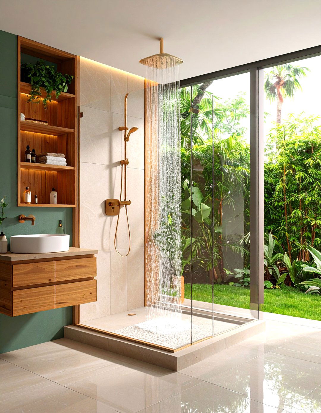 Corner Shower with Built in Storage Niches - 20 Corner Shower Ideas