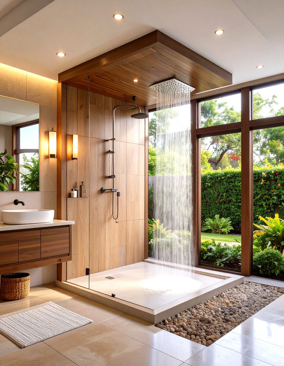Corner Shower with Double Showerhead Setup - 20 Corner Shower Ideas