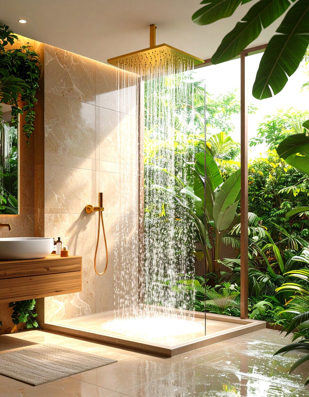 Corner Shower with Rain Showerhead System - 20 Corner Shower Ideas