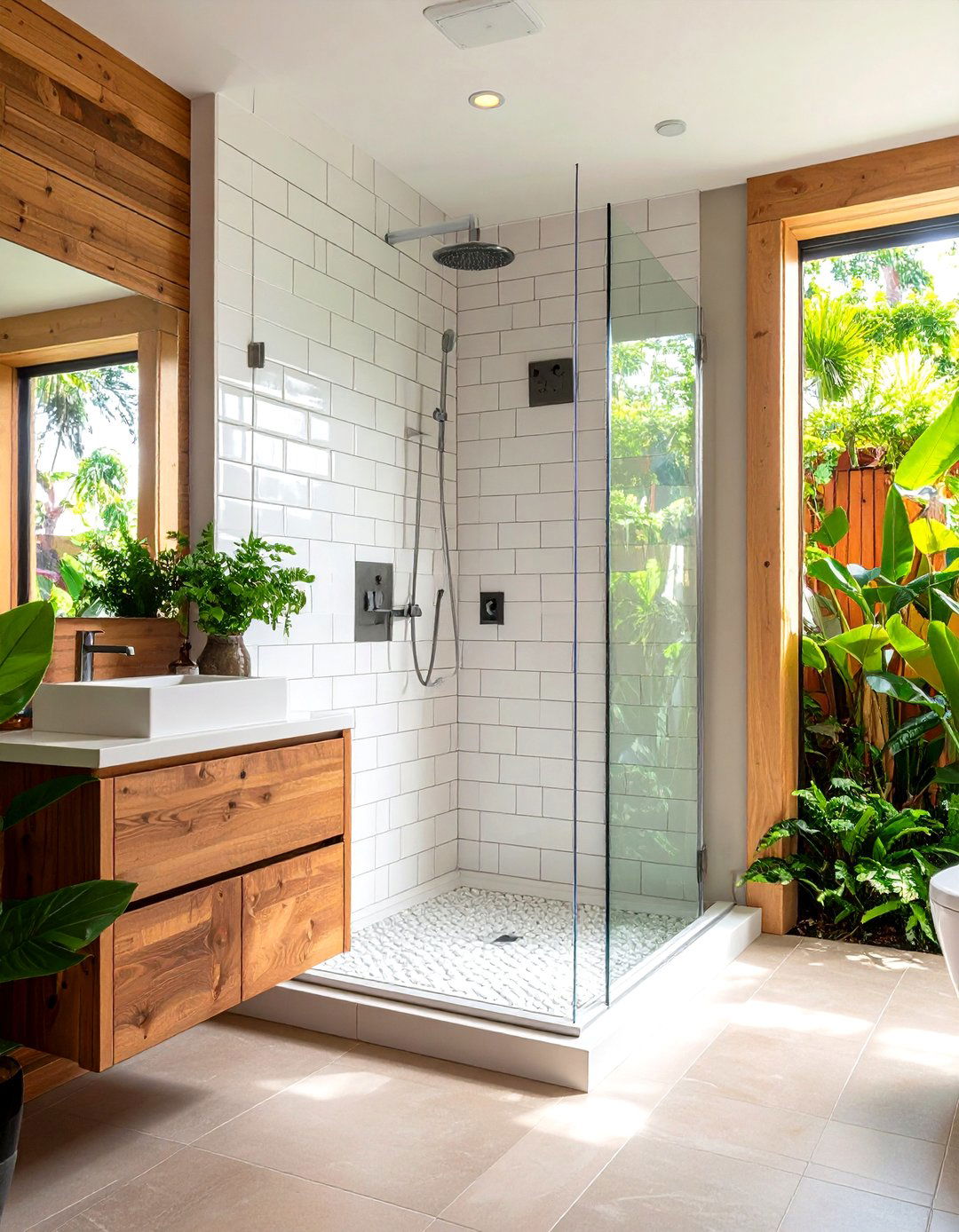 Corner Shower with Subway Tile Design - 20 Corner Shower Ideas