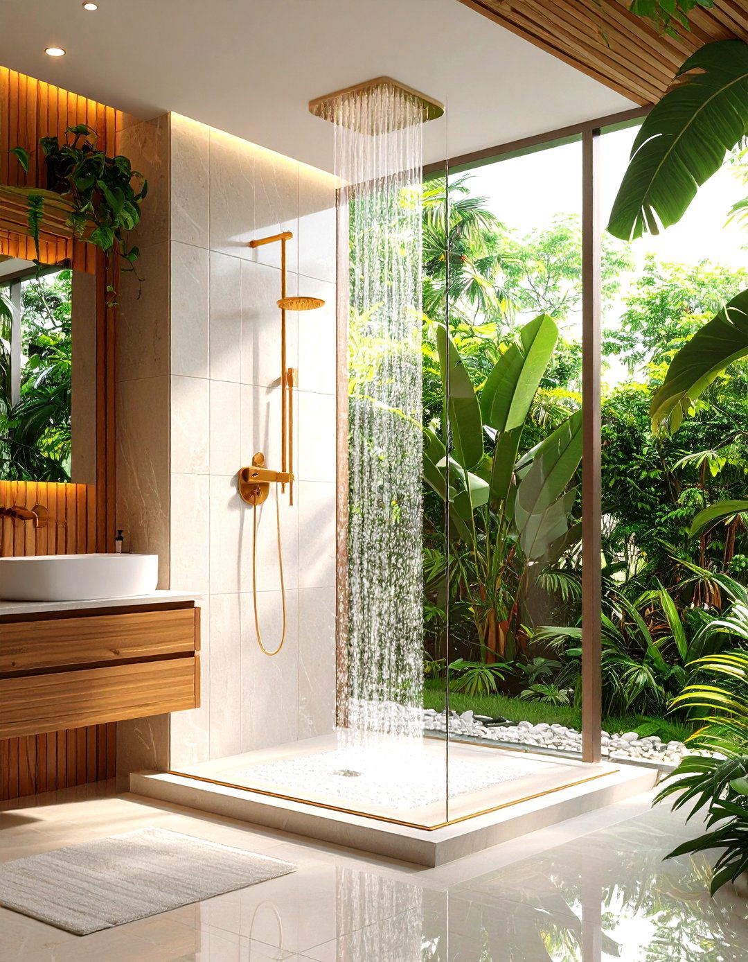 Corner Shower with Vertical Tile Installation - 20 Corner Shower Ideas