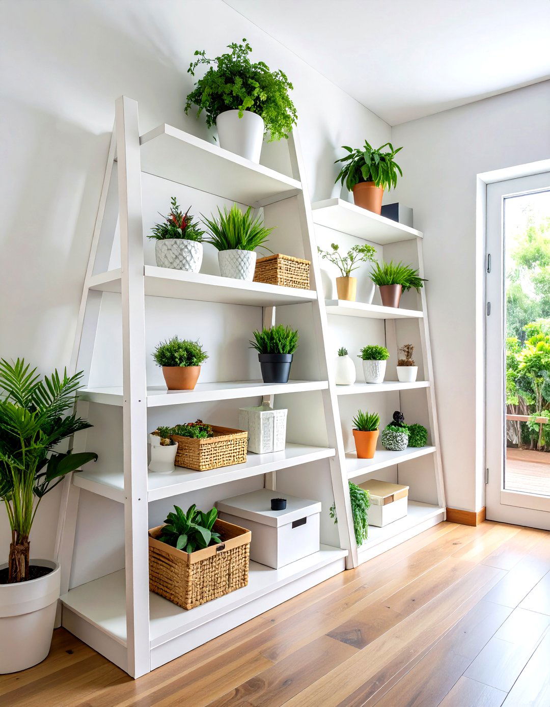 Corner Tower Shelves for Tight Hallway Angles - 20 Hallway Storage Ideas