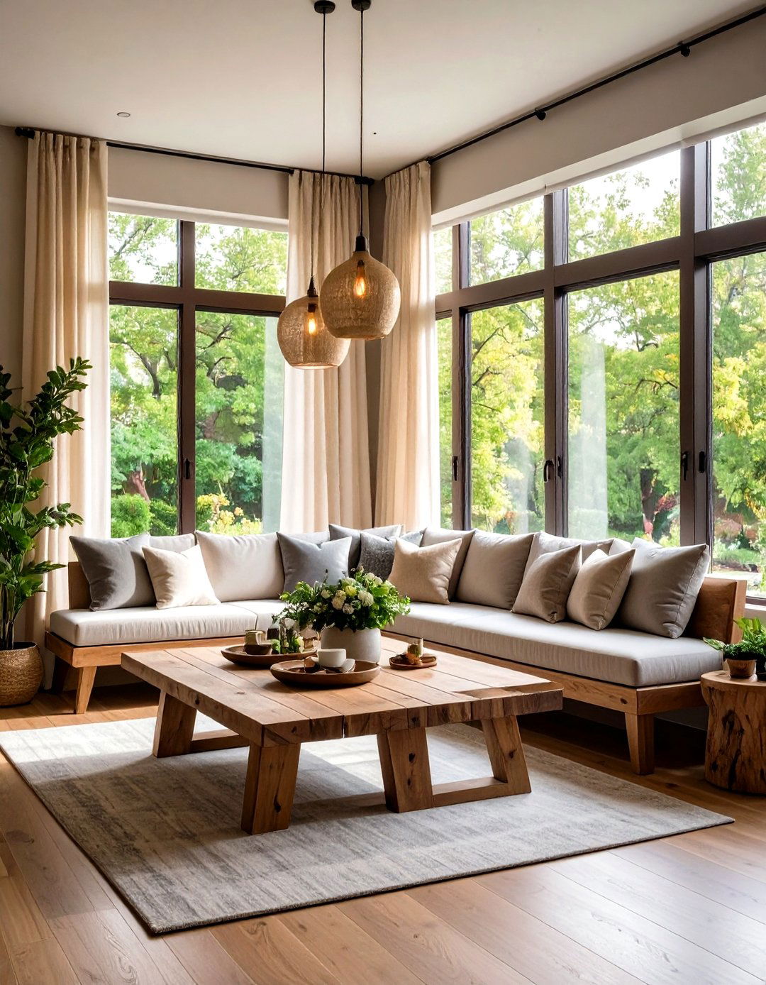 Corner Window Bench with Integrated Curtains - 20 Dining Room Window Treatments