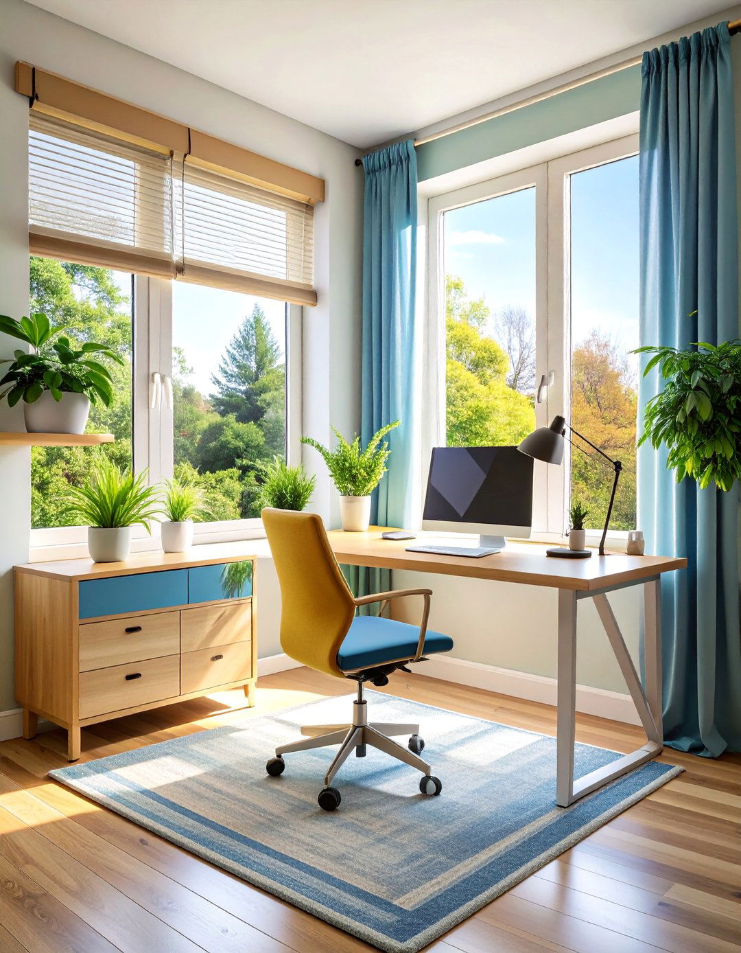 Corner Window Home Office - 20 Home Office Ideas for Her