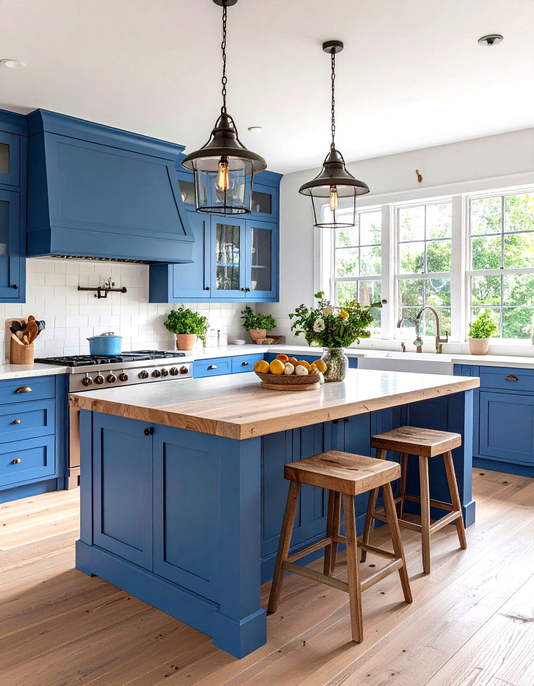 Cornflower Blue Kitchen Island with Vintage Charm - 20 Blue Kitchen Island Ideas