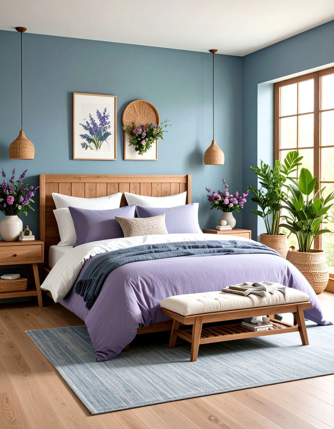 Cornflower Blue and Sage Purple Nature Inspired Haven - 20 Blue and Purple Bedroom Ideas