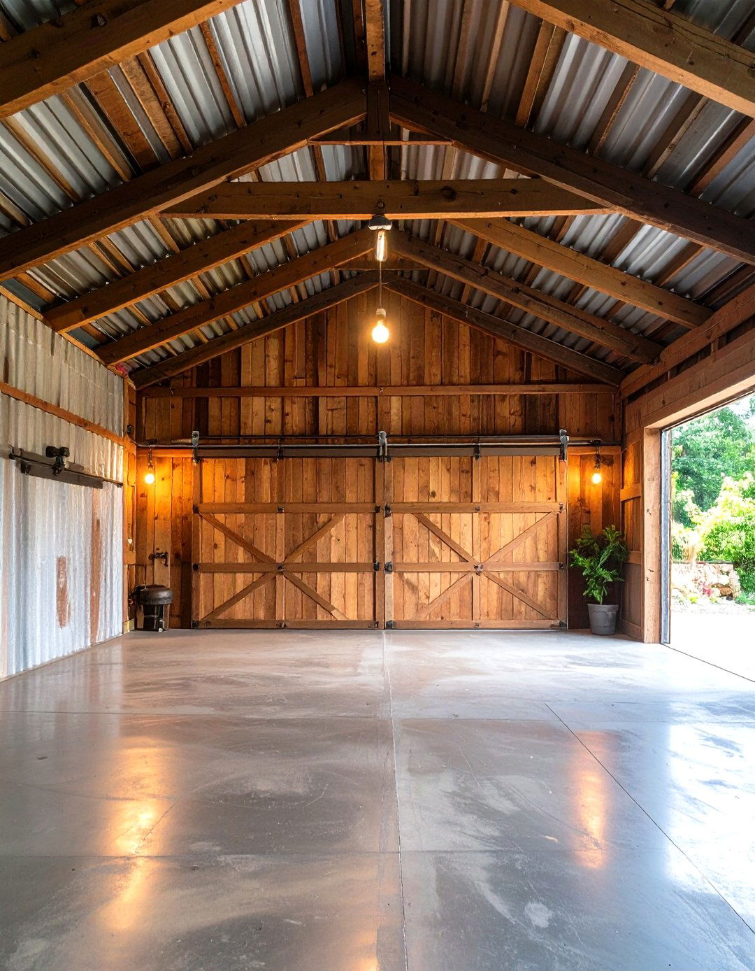Corrugated Metal Accents on Rustic Garage Walls - 20 Rustic Garage Ideas