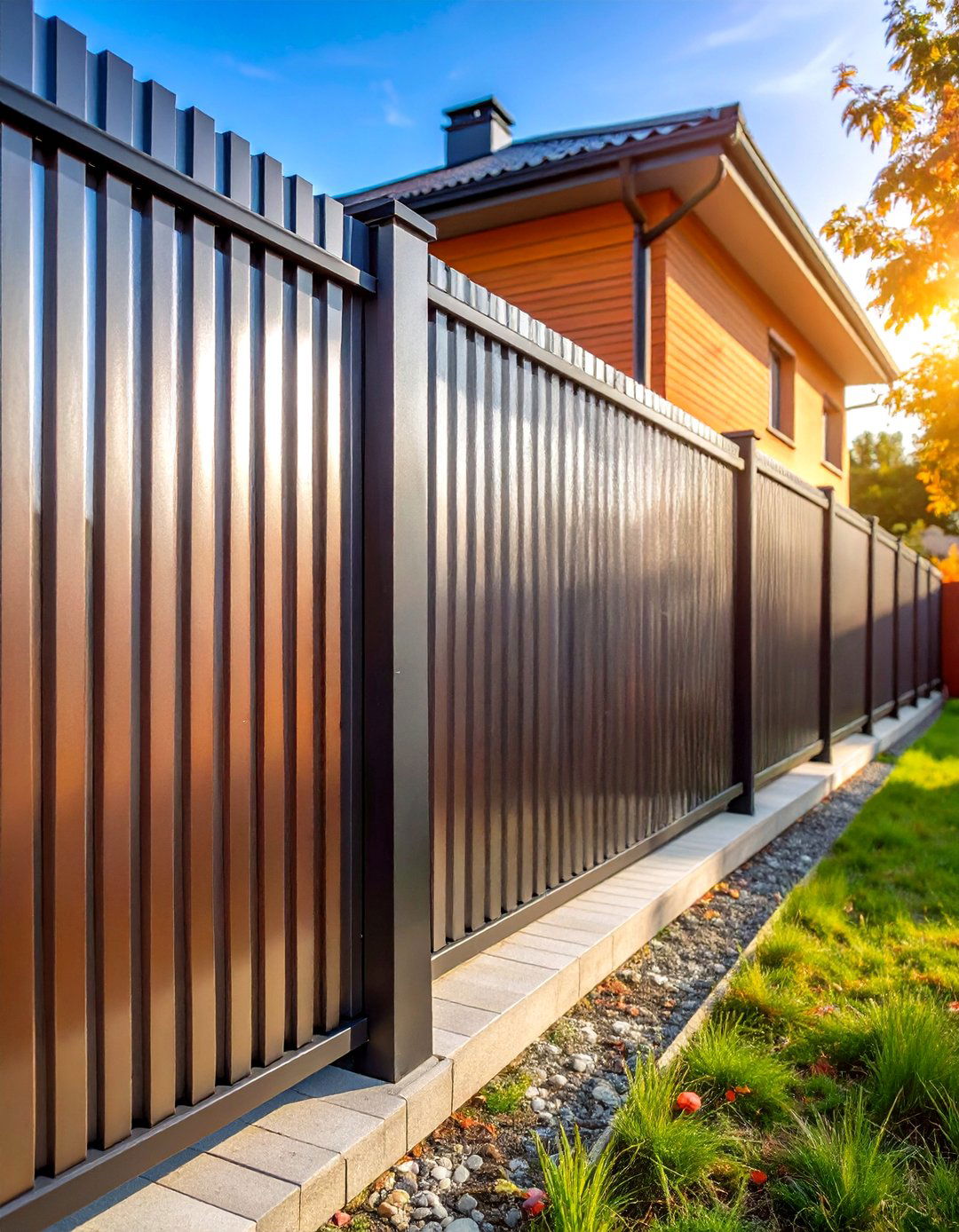 Corrugated Metal Corner Fence for Industrial Style - 20 Corner Fence Ideas
