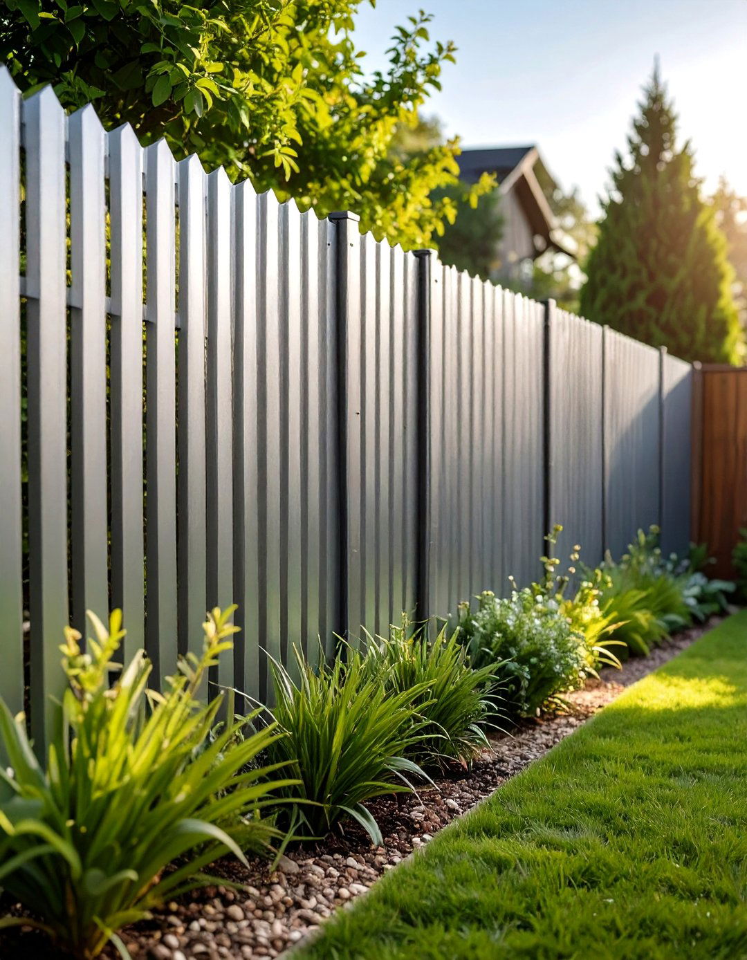 Corrugated Metal Dog Fence with Industrial Aesthetic - 20 Dog Fence Ideas