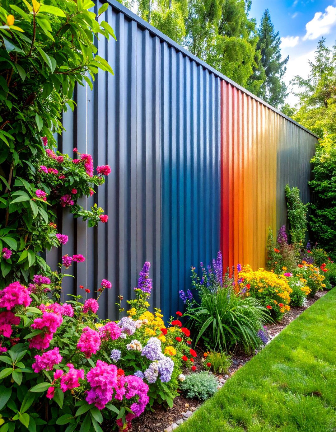 Corrugated Metal Garden Wall for Modern Edge - 20 Garden Wall Ideas