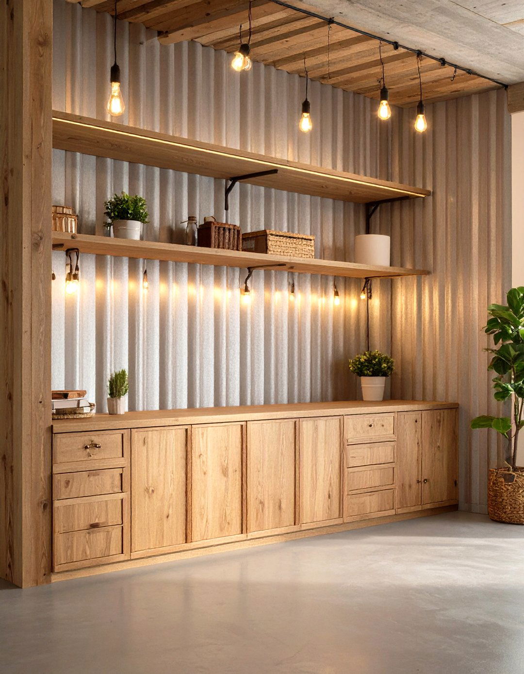 Corrugated Metal Half Wall Paneling for Industrial Edge - 20 Half Wall Paneling Ideas