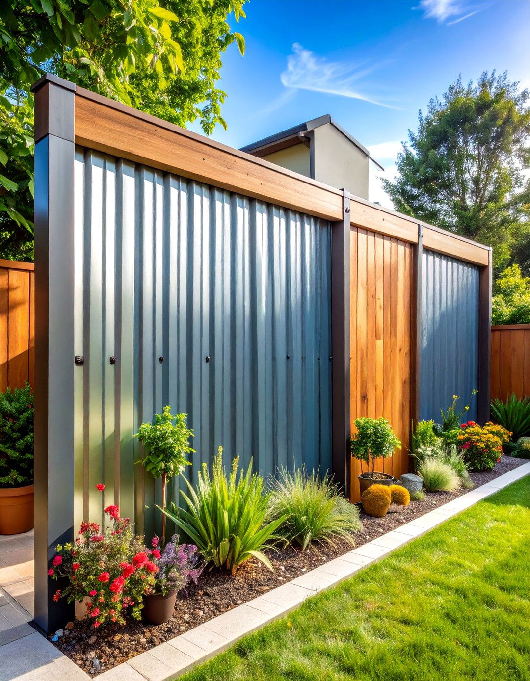 Corrugated Metal Outdoor Privacy Screen Panels - 20 Outdoor Privacy Screen Ideas