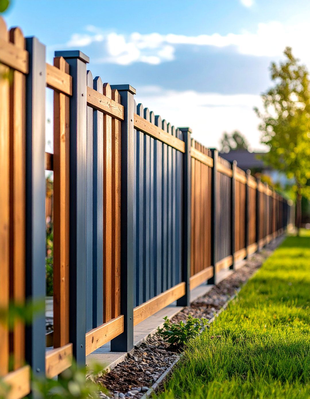 Corrugated Metal Panel Wood Frame Metal and Wood Fence - 20 Metal and Wood Fence