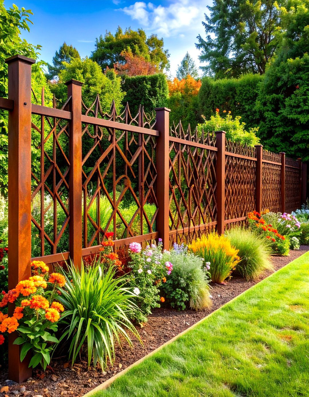 Corten Steel Garden Edging with Industrial Weathering - 20 Modern Garden Edging Ideas