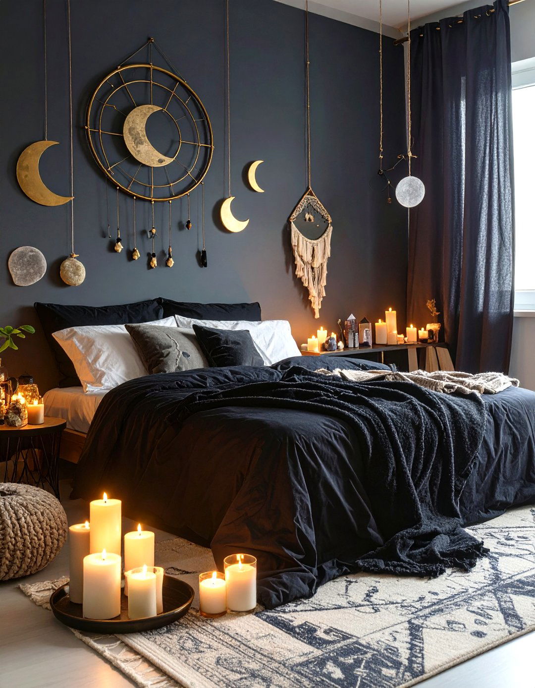 Cosmic Touches Bring Bedroom Serenity - 20 Dark Boho Bedroom Ideas