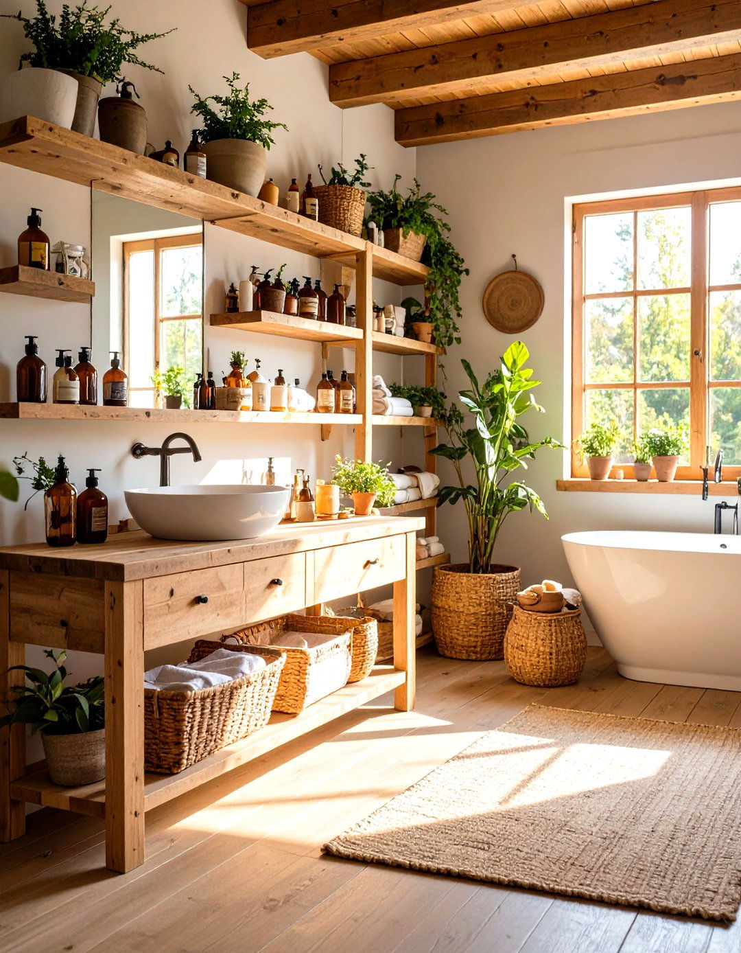 Cottage Bathroom Open Shelving Storage - 20 Cottage Bathroom Ideas