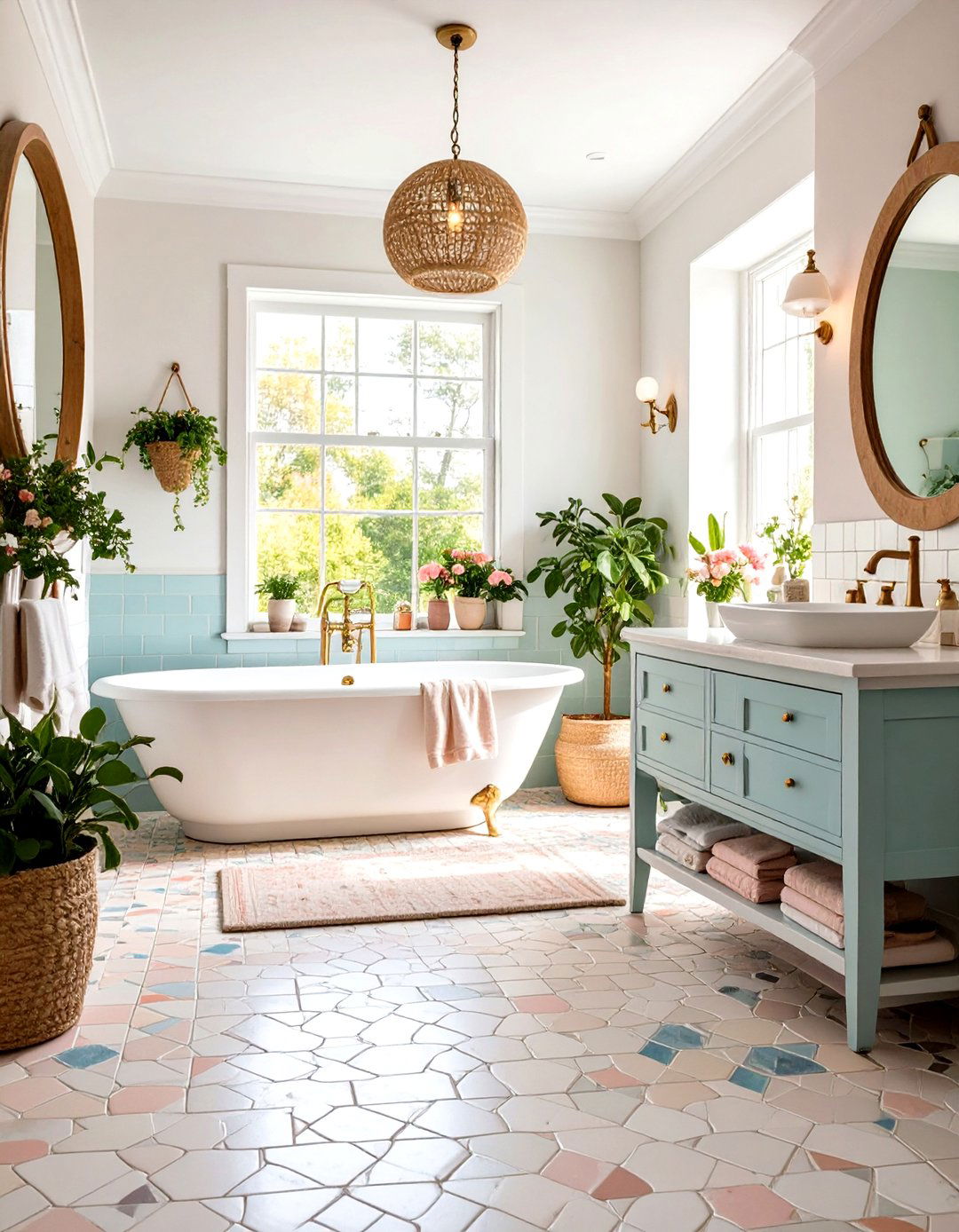 Cottage Bathroom Penny Tile Flooring Character - 20 Cottage Bathroom Ideas
