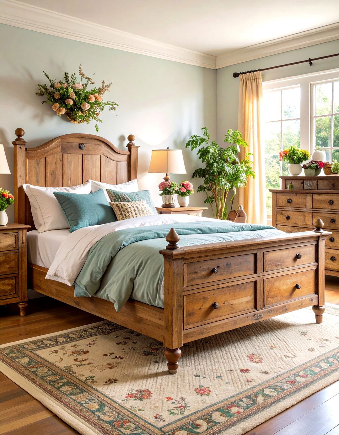Cottage Bedroom with Antique Painted Furniture - 20 Cottage Bedroom Ideas