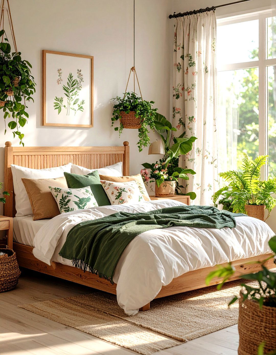 Cottage Bedroom with Botanical Print Accessories - 20 Cottage Bedroom Ideas