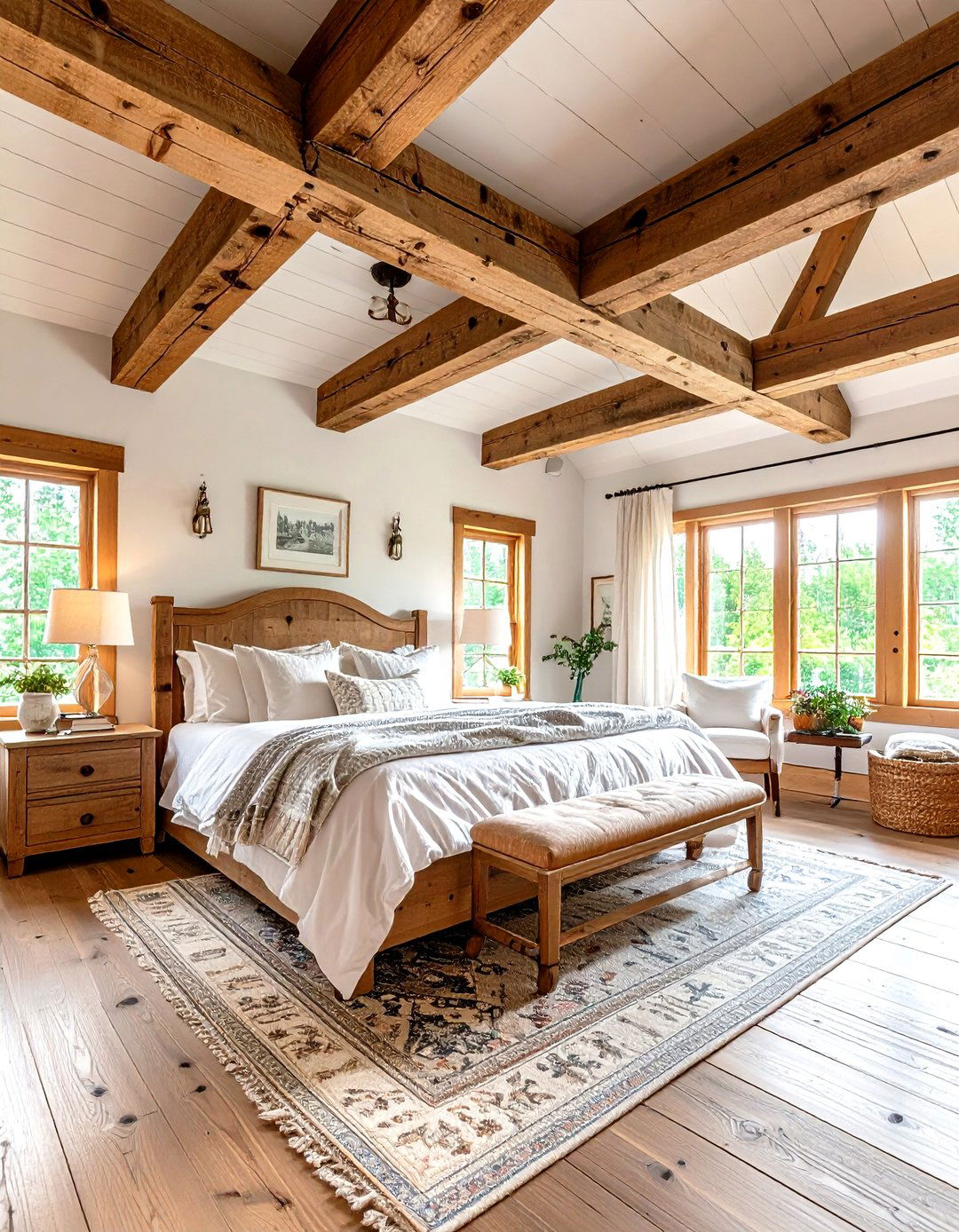 Cottage Bedroom with Exposed Ceiling Beams - 20 Cottage Bedroom Ideas
