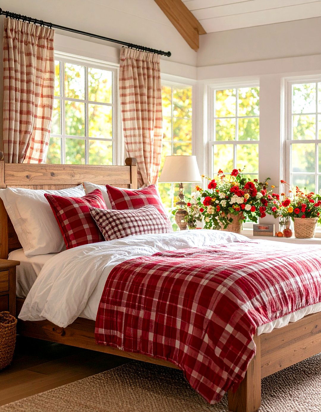 Cottage Bedroom with Gingham and Check Patterns - 20 Cottage Bedroom Ideas