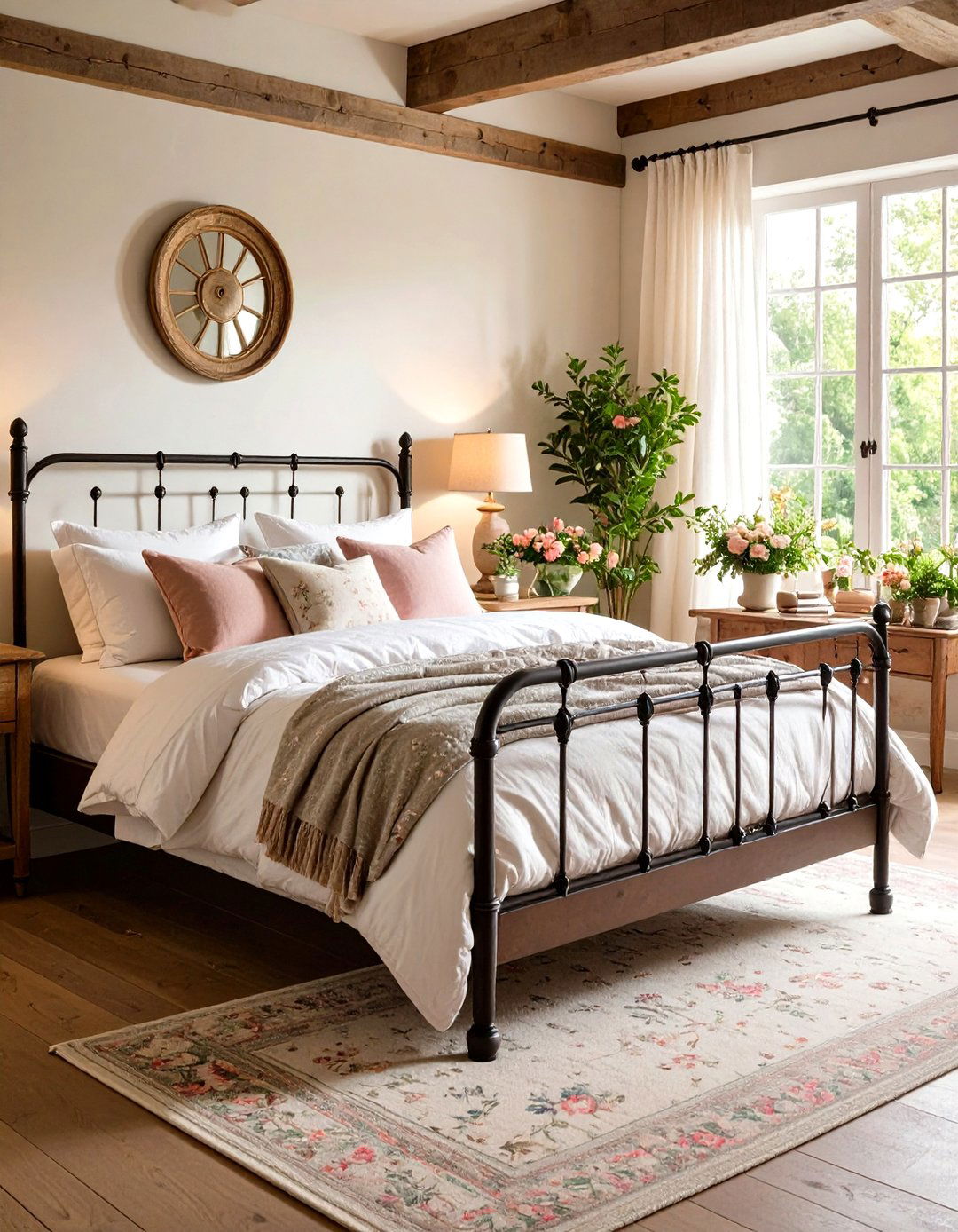 Cottage Bedroom with Vintage Iron Bed Frame - 20 Cottage Bedroom Ideas