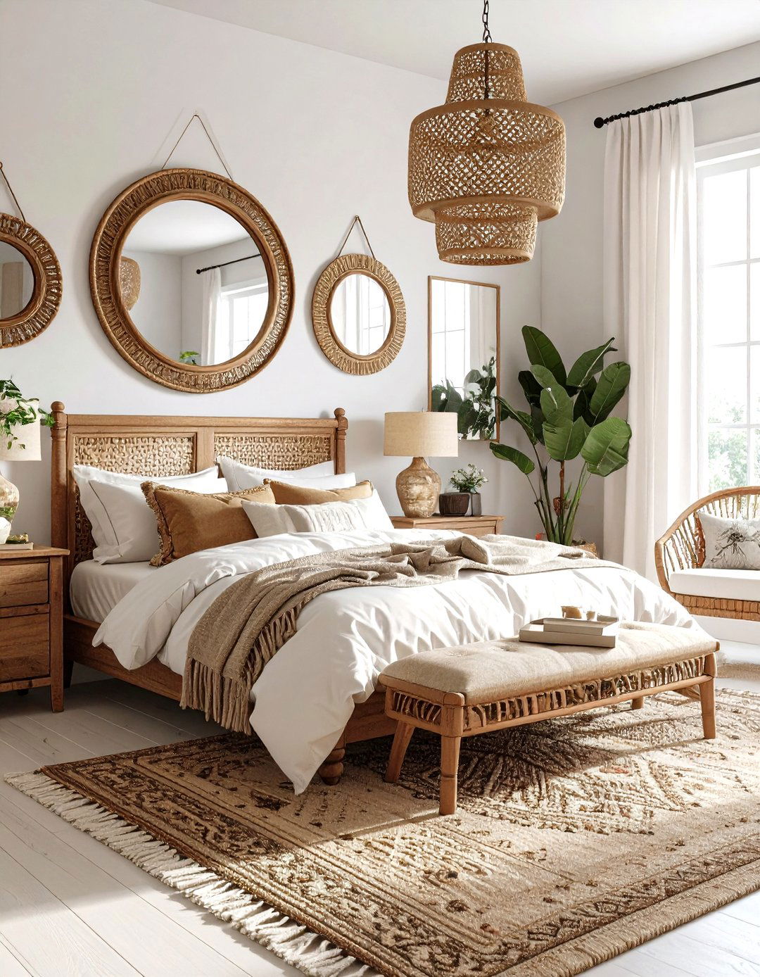 Cottage Bedroom with Vintage Mirror Collection - 20 Cottage Bedroom Ideas