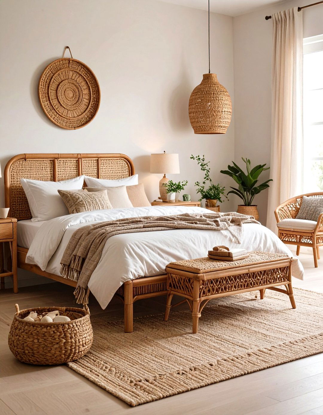 Cottage Bedroom with Wicker and Rattan Furniture - 20 Cottage Bedroom Ideas