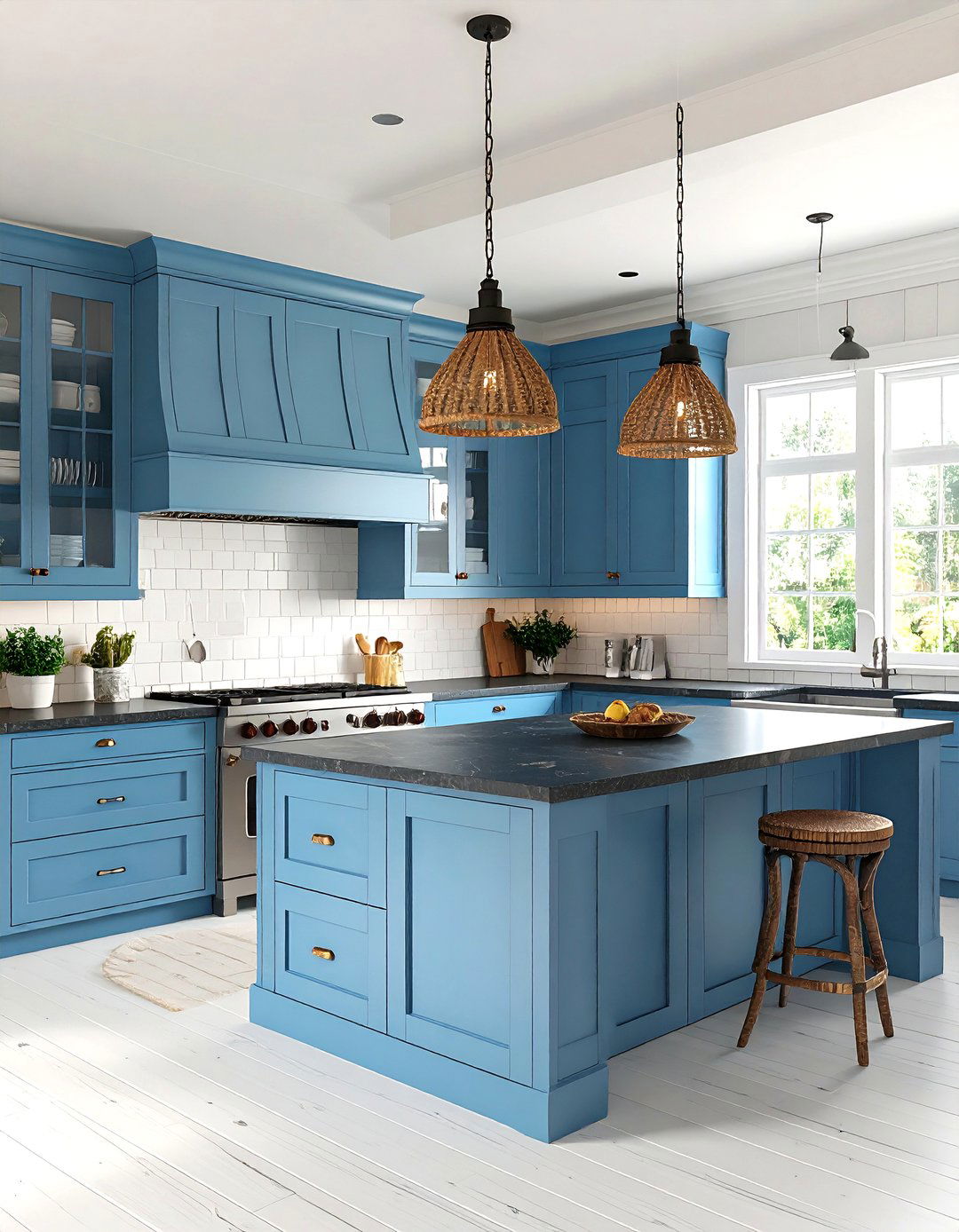 Cottage Chic Kitchen With Dark Countertops and Light Cabinets - 20 kitchen with dark countertops and light cabinets