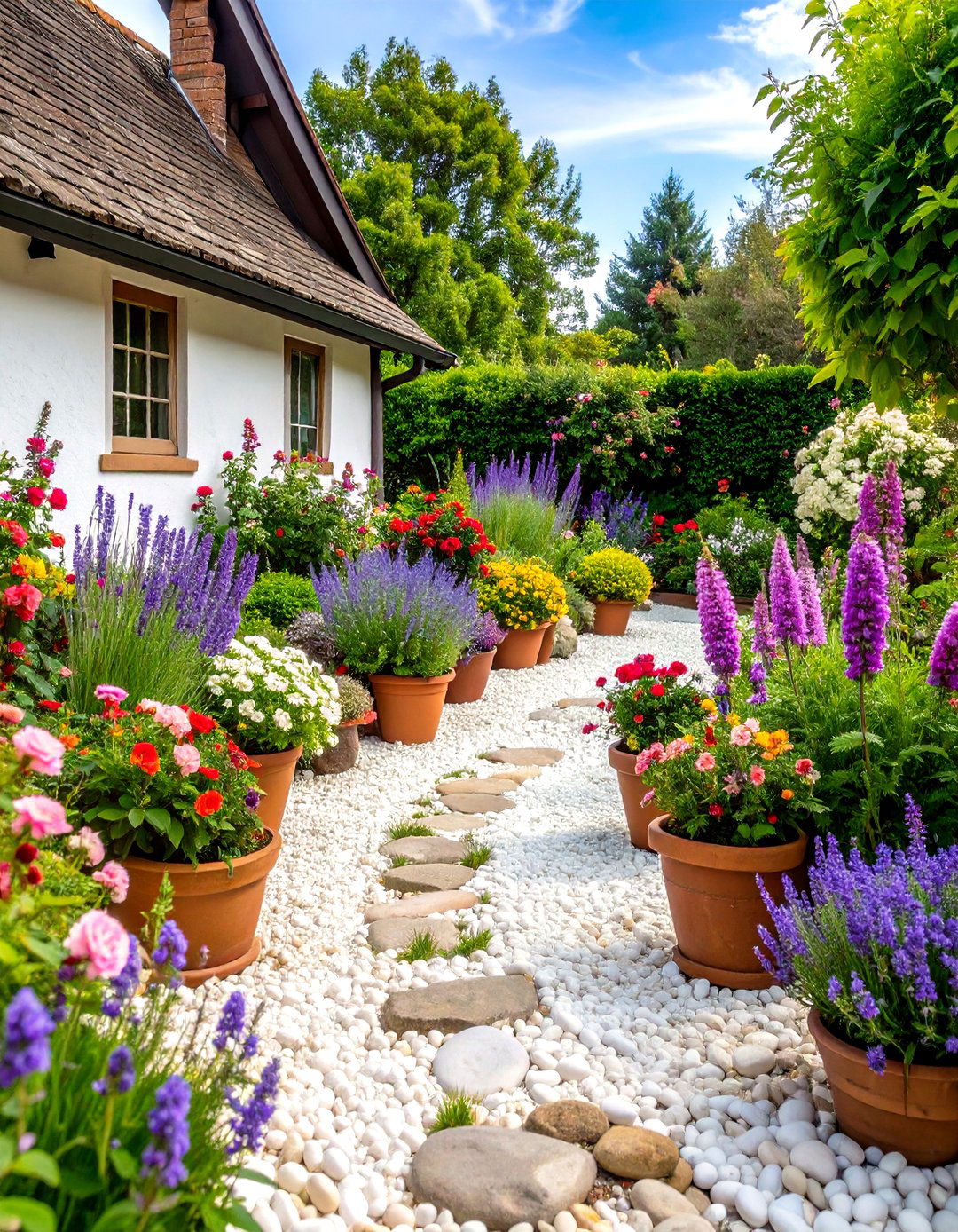 Cottage Corner Garden with Mixed Flowers - 20 Corner Garden Ideas