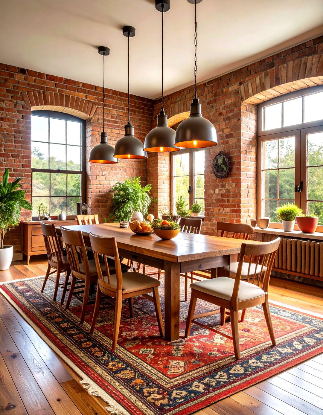 Cottage Dining Room with Exposed Brick Wall and Industrial Touches - 20 cottage dining room ideas