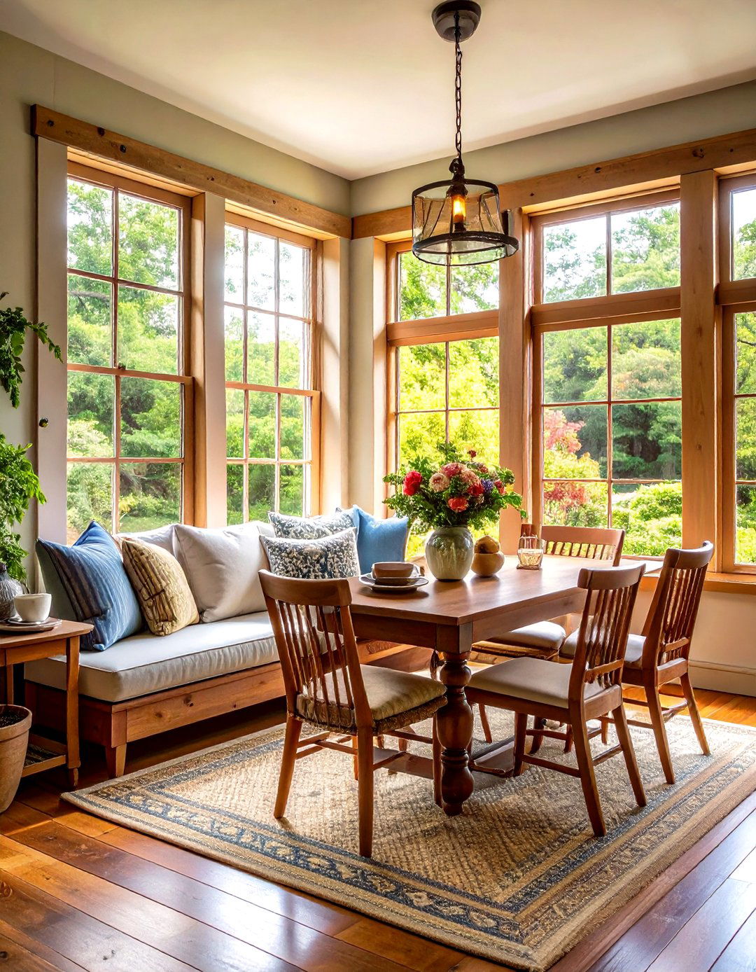 Cottage Dining Room with Window Seat and Reading Corner - 20 cottage dining room ideas