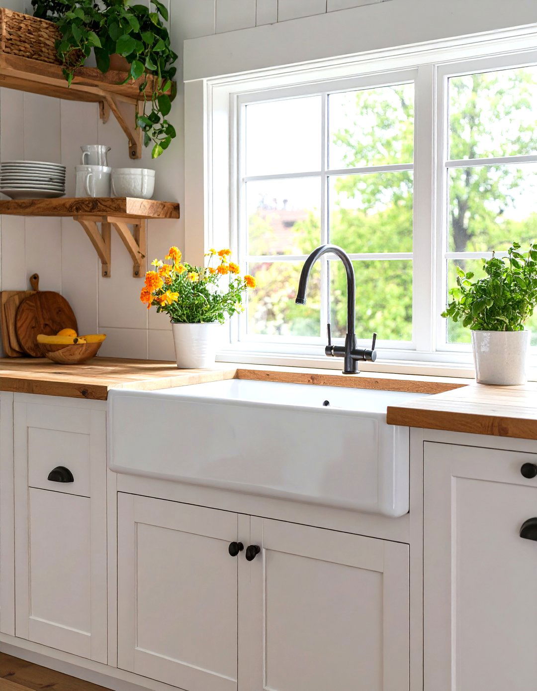 Cottage Farmhouse Sink as Focal Point - 20 Cottage Decorating Ideas