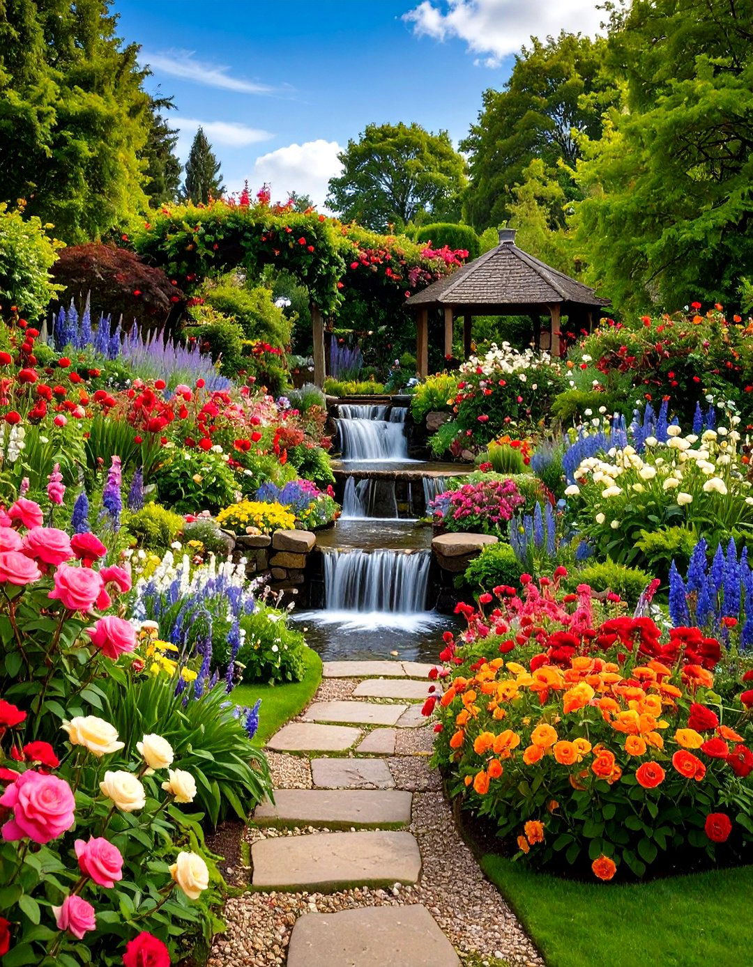 Cottage Garden Pondless Waterfall - 20 Pondless Waterfall Ideas