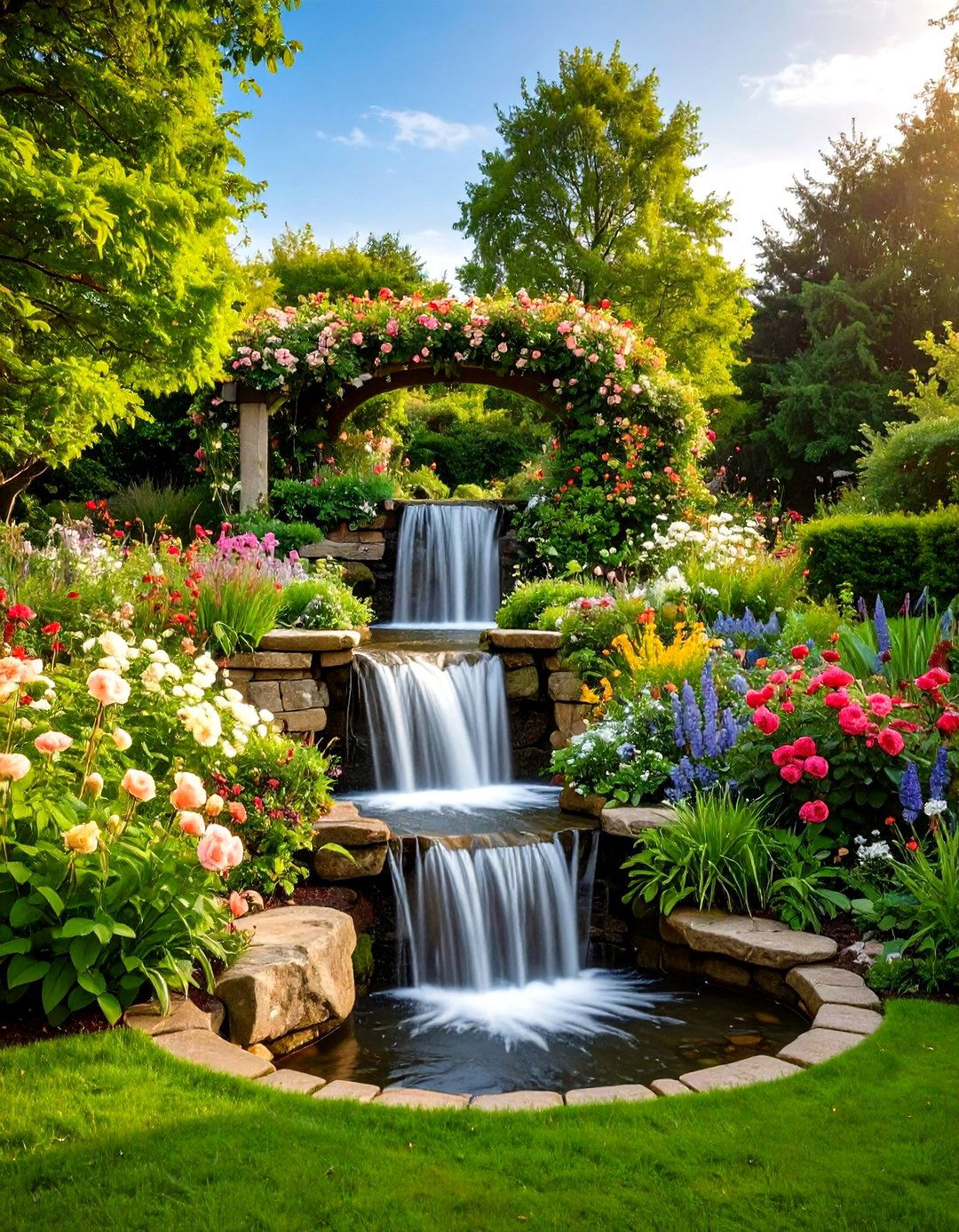 Cottage Garden Pondless Waterfall - 20 Pondless Waterfall Design Ideas