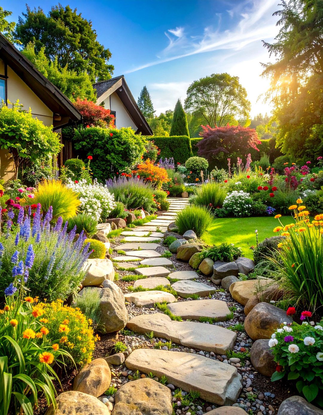 Cottage Garden River Rock Edging Romance - 20 River Rock Edging Ideas
